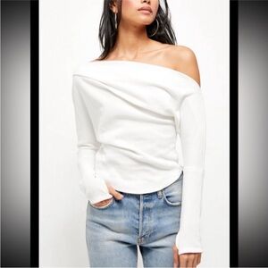 WE THE FREE Fuji Off Shoulder
Thermal Top White Ivory Waffle Long
Sleeves XS